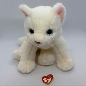 VTG 1999 TY Beanie Buddy Collection FLIP Realistic White Cat Plush 12" Tylon Tag